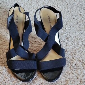 ANTONIO MELANI Black Crisscross Sandals
